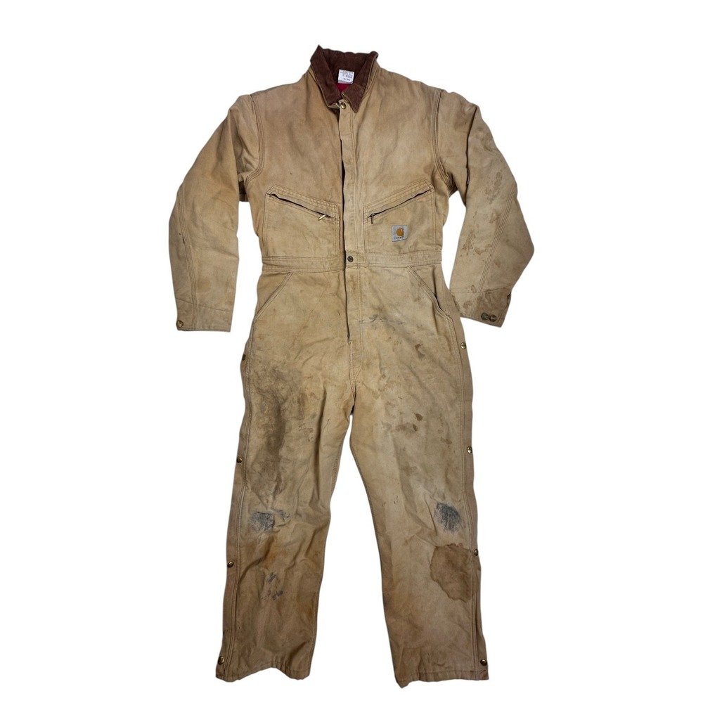 Vintage 90s Carhartt Tan Men's X01 BRN Size 42 Regular Insulated Coveralls USA